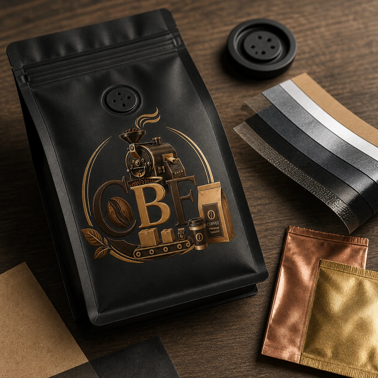 Valfli doypack kahve ambalajı ve ambalaj malzemesi detayları